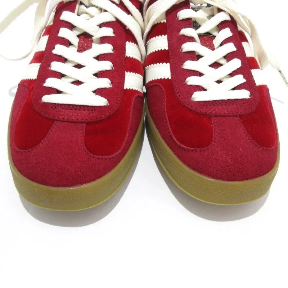 GUCCI GAZELLE 707848 Red White Velour Leather - Men's Sneakers 728-042325